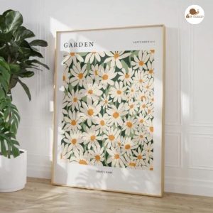 Tranh canvas họa tiết cánh đồng hoa cúc.