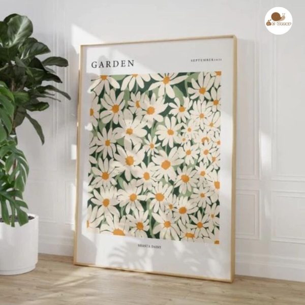 Tranh canvas họa tiết cánh đồng hoa cúc.