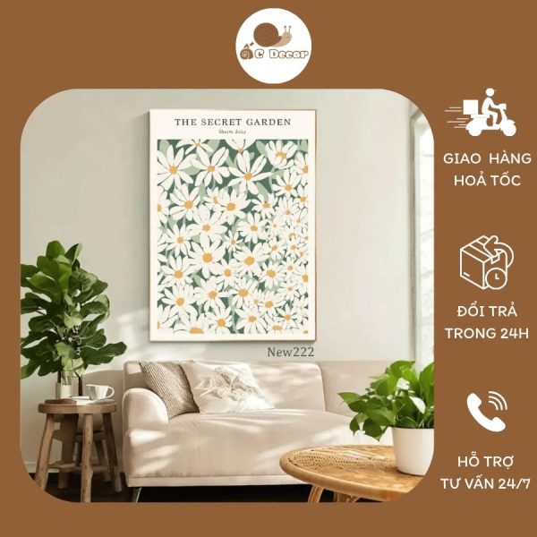 Tranh canvas họa tiết cánh đồng hoa cúc