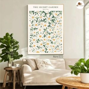 Tranh canvas họa tiết cánh đồng hoa cúc.