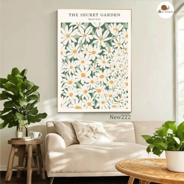 Tranh canvas họa tiết cánh đồng hoa cúc.